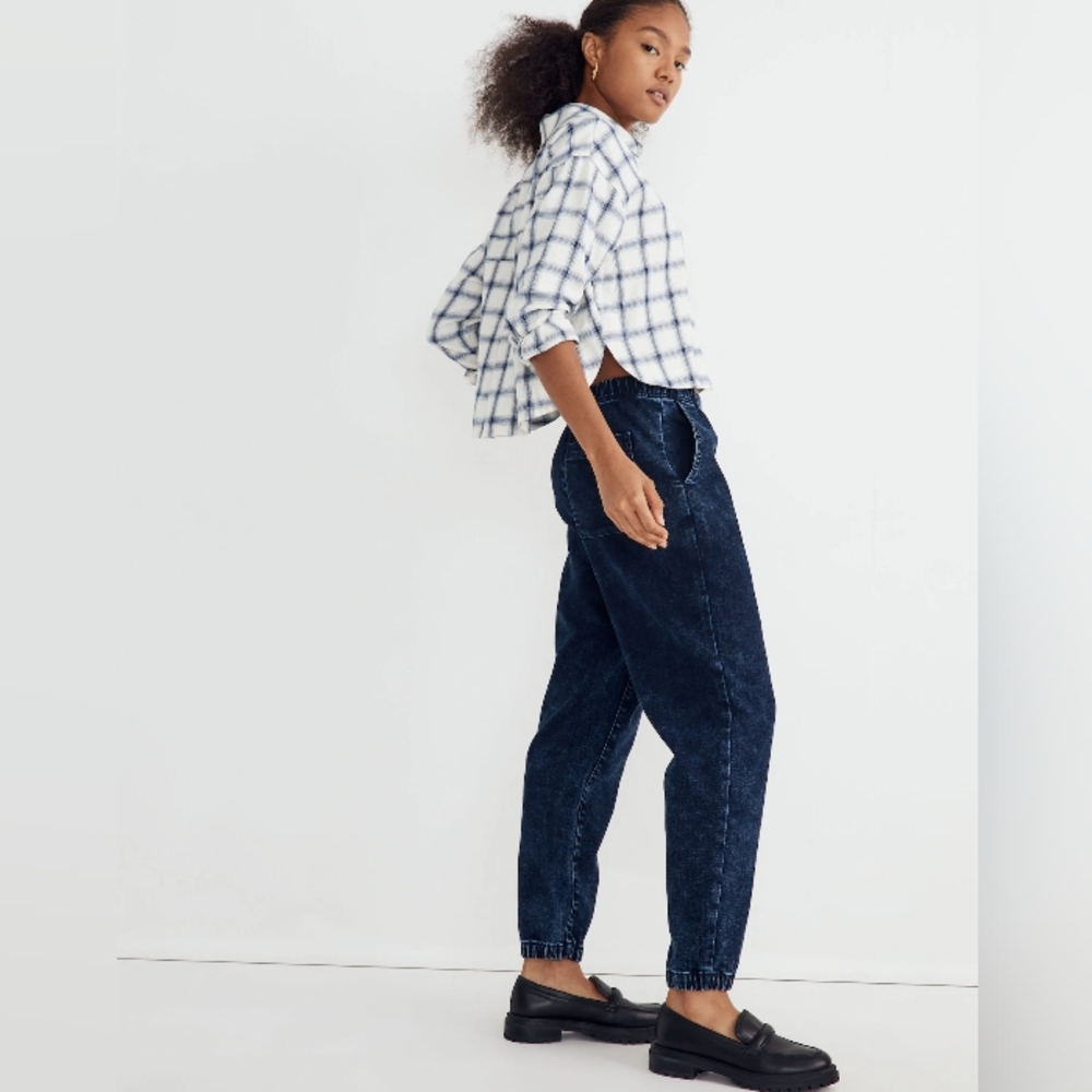 Madewell NWT  Women's Jogger Jeans Blue Denim Size M Dark Blue Ankle Jeans Boho